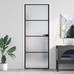 vidaXL Puerta interior delgada negra vidrio y aluminio 76x201,5 cm