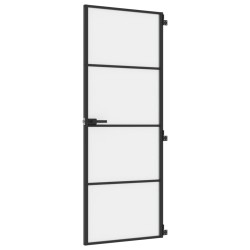 vidaXL Puerta interior delgada negra vidrio y aluminio 76x201,5 cm
