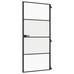 vidaXL Puerta interior delgada negra vidrio y aluminio 93x201,5 cm