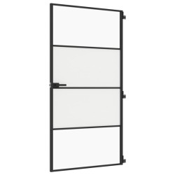 vidaXL Puerta interior delgada negra vidrio y aluminio 102,5x201,5 cm