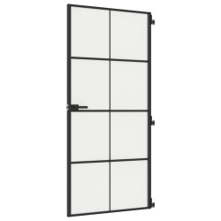 vidaXL Puerta interior delgada negra vidrio y aluminio 93x201,5 cm