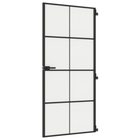 vidaXL Puerta interior delgada negra vidrio y aluminio 93x201,5 cm