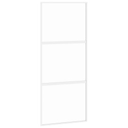 vidaXL Puerta corredera vidrio templado y aluminio blanca 90x205 cm