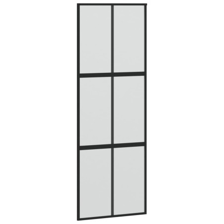 vidaXL Puerta corredera vidrio templado y aluminio negra 76x205 cm