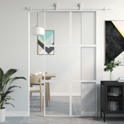 vidaXL Puerta corredera vidrio templado y aluminio blanca 102,5x205 cm