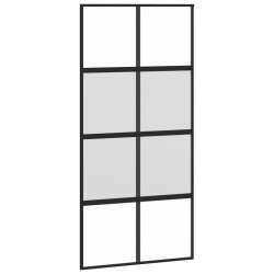 vidaXL Puerta corredera vidrio templado y aluminio negra 102,5x205 cm