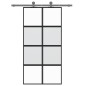 vidaXL Puerta corredera vidrio templado y aluminio negra 102,5x205 cm vidaXL Puerta corredera vidrio templado y aluminio negra 102,5x205 cm