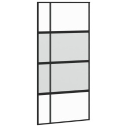 vidaXL Puerta corredera vidrio templado y aluminio negra 102,5x205 cm