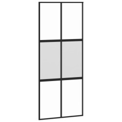 vidaXL Puerta corredera vidrio templado y aluminio negra 90x205 cm