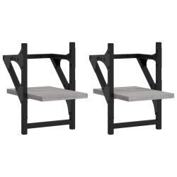 vidaXL Estantes de pared con barras 2 uds gris Sonoma 20x25x30 cm