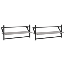 vidaXL Estantes de pared con barras 2 uds gris Sonoma 65x25x30 cm