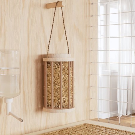 vidaXL Comedero de heno para conejos madera maciza abeto Ø15x25,5 cm