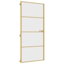 vidaXL Puerta de interior dorada vidrio templado y aluminio 93x201,5cm