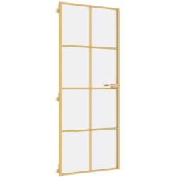 vidaXL Puerta de interior dorada vidrio templado y aluminio 83x201,5cm