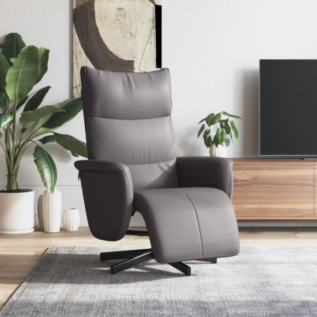 vidaXL Sillón reclinable con reposapiés cuero sintético gris