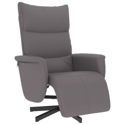 vidaXL Sillón reclinable con reposapiés cuero sintético gris