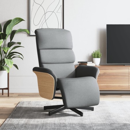 vidaXL Sillón reclinable con reposapiés tela gris claro