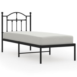vidaXL Estructura de cama con cabecero metal negro 75x190 cm