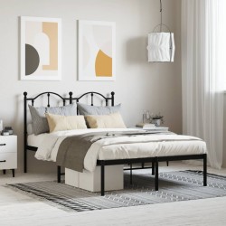vidaXL Estructura de cama con cabecero metal negro 120x190 cm