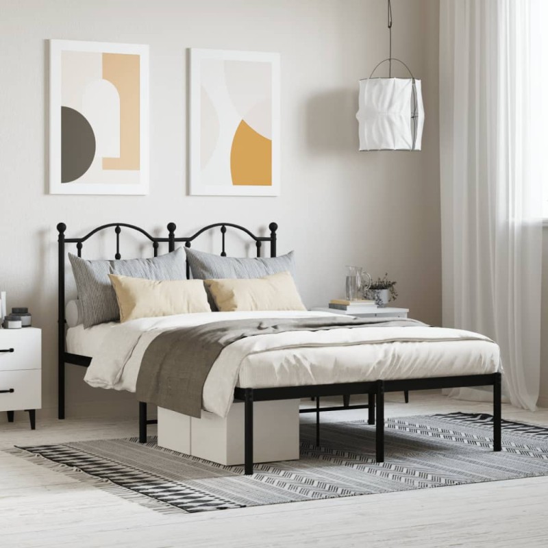 vidaXL Estructura de cama con cabecero metal negro 120x190 cm vidaXL Estructura de cama con cabecero metal negro 120x190 cm