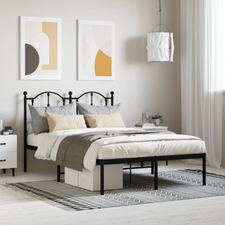 vidaXL Estructura de cama con cabecero metal negro 120x190 cm