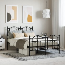 vidaXL Estructura de cama cabecero y pie de cama metal negro 120x200cm
