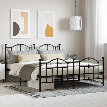 vidaXL Estructura de cama cabecero y pie de cama metal negro 160x200cm