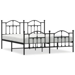 vidaXL Estructura de cama cabecero y pie de cama metal negro 160x200cm