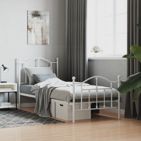 vidaXL Estructura cama metal con cabecero y pie cama blanca 80x200 cm