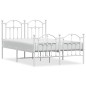 vidaXL Estructura cama metal con cabecero y estribo blanco 120x200 cm vidaXL Estructura cama metal con cabecero y estribo blanco 120x200 cm