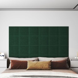 vidaXL Paneles de pared 12 uds tela verde oscuro 30x30 cm 1,08m²
