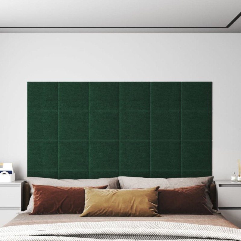 vidaXL Paneles de pared 12 uds tela verde oscuro 30x30 cm 1,08m² vidaXL Paneles de pared 12 uds tela verde oscuro 30x30 cm 1,08m²