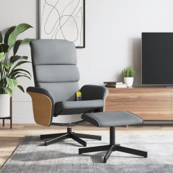 vidaXL Sillón reclinable de masaje con reposapiés tela gris claro