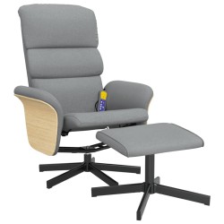 vidaXL Sillón reclinable de masaje con reposapiés tela gris claro