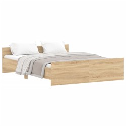 vidaXL Estructura de cama con cabecero piecero roble Sonoma 140x200 cm