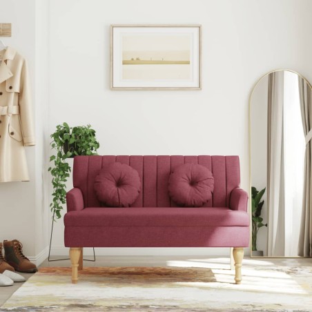 vidaXL Banco con cojines tela rojo tinto 113x64,5x75,5 cm