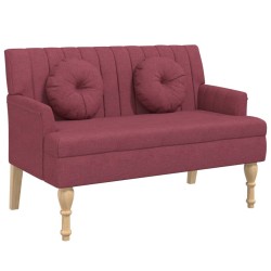 vidaXL Banco con cojines tela rojo tinto 113x64,5x75,5 cm