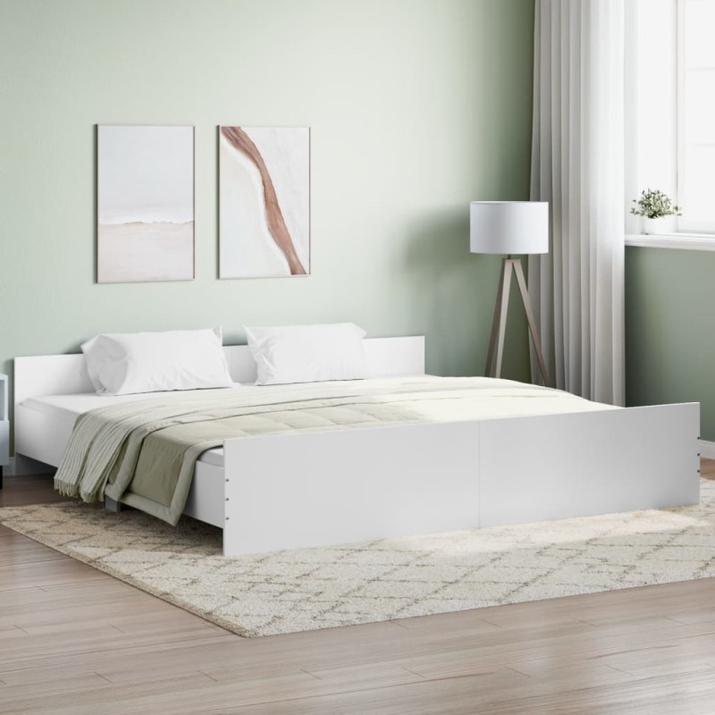 vidaXL Estructura de cama con cabecero y piecero blanco 180x200 cm vidaXL Estructura de cama con cabecero y piecero blanco 180x200 cm