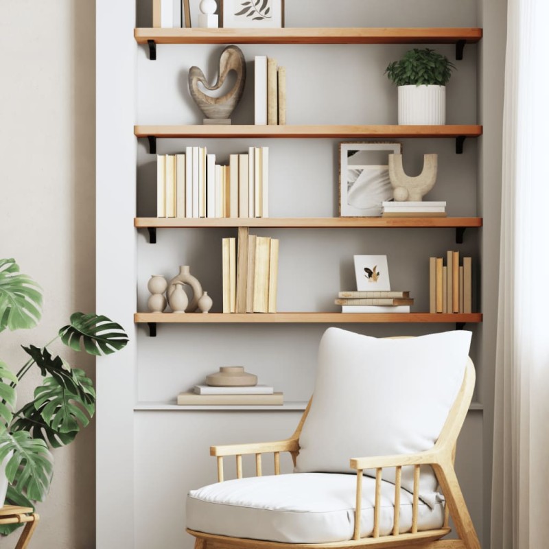 vidaXL Estante de pared madera maciza de haya 100x20x2,5 cm