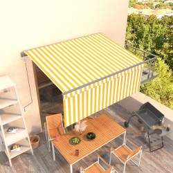 vidaXL Toldo automático retráctil con persiana amarillo blanco 3x2,5m  