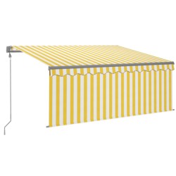 vidaXL Toldo automático retráctil con persiana amarillo blanco 3x2,5m  