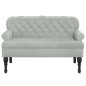 vidaXL Banco con respaldo terciopelo gris claro 119,5x64,5x75 cm vidaXL Banco con respaldo terciopelo gris claro 119,5x64,5x75 cm