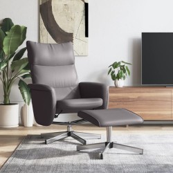 vidaXL Sillón reclinable con reposapiés cuero sintético gris