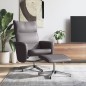 vidaXL Sillón reclinable con reposapiés cuero sintético gris vidaXL Sillón reclinable con reposapiés cuero sintético gris