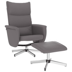 vidaXL Sillón reclinable con reposapiés cuero sintético gris