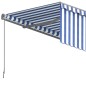 vidaXL Toldo retráctil manual con persiana azul y blanco 3x2,5 m vidaXL Toldo retráctil manual con persiana azul y blanco 3x2,5 m