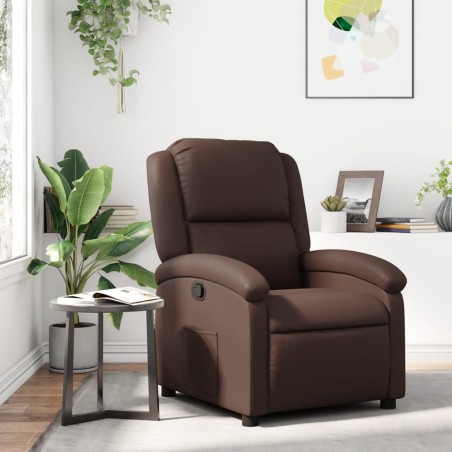 vidaXL Sillón reclinable de cuero sintético marrón