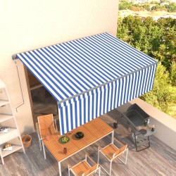 vidaXL Toldo automático retráctil con persiana azul y blanco 4x3 m  