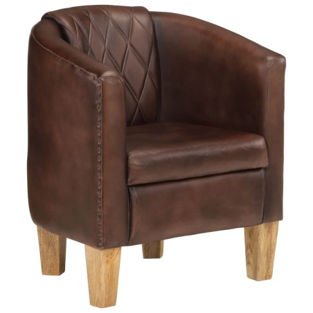vidaXL Sillón butaca de cuero auténtico marrón claro