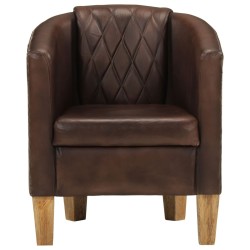 vidaXL Sillón butaca de cuero auténtico marrón claro